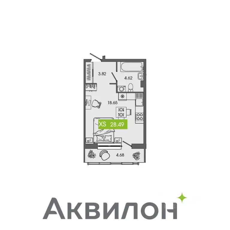 Студия Архангельская область, Северодвинск Аквилон Севен жилой ... - Фото 0
