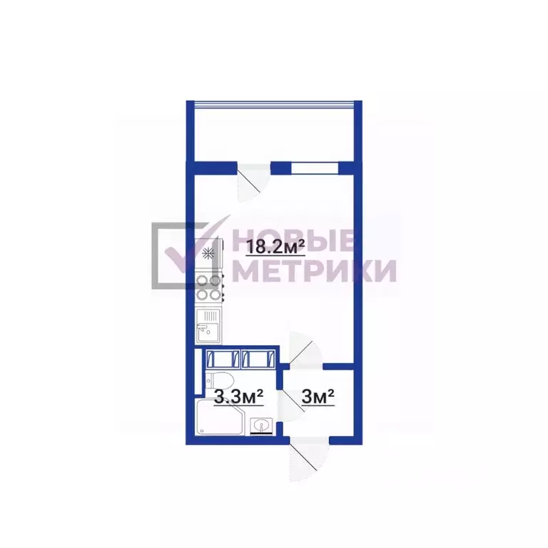 Студия Санкт-Петербург Комендантский просп., 64к1 (25.0 м) - Фото 2