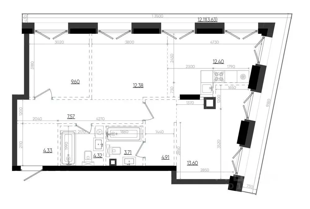 2-к кв. Татарстан, Казань Яналиф жилой комплекс (76.45 м) - Фото 1