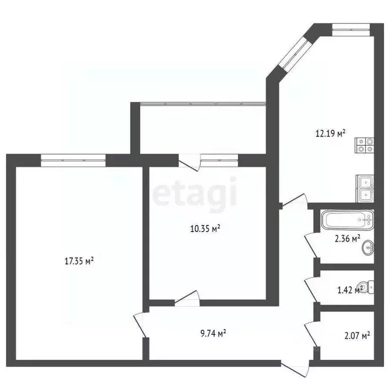 2-к кв. Вологодская область, Череповец ул. Белинского, 47 (53.7 м) - Фото 1