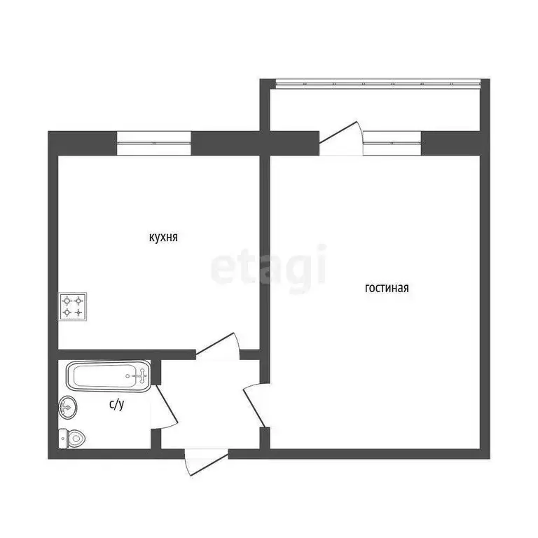 1-комнатная квартира: Курган, улица Гагарина, 36Б (36.2 м) - Фото 1