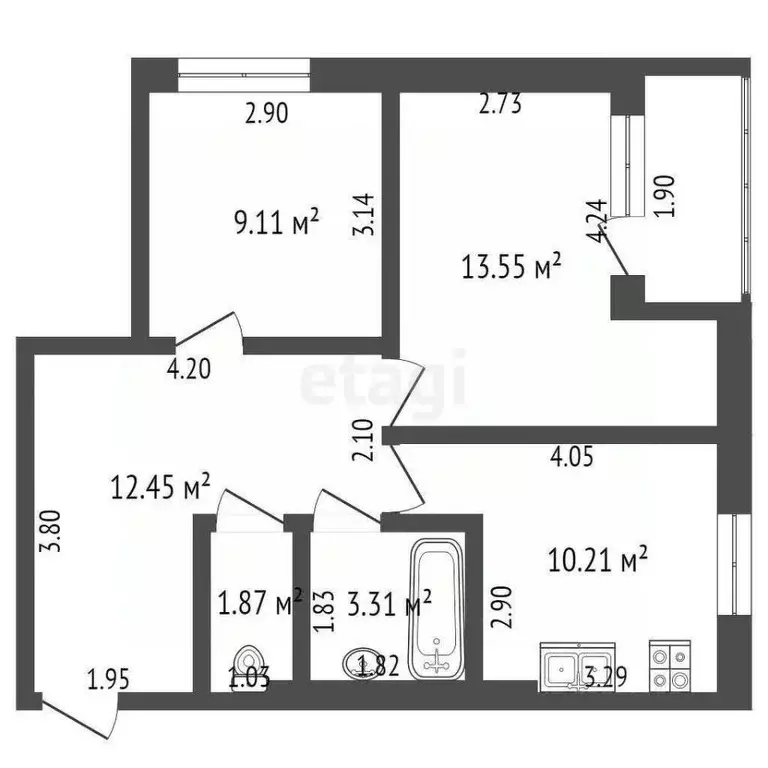 2-к кв. Ямало-Ненецкий АО, Тарко-Сале Пуровский район, ул. Тарасова, 4 ... - Фото 2