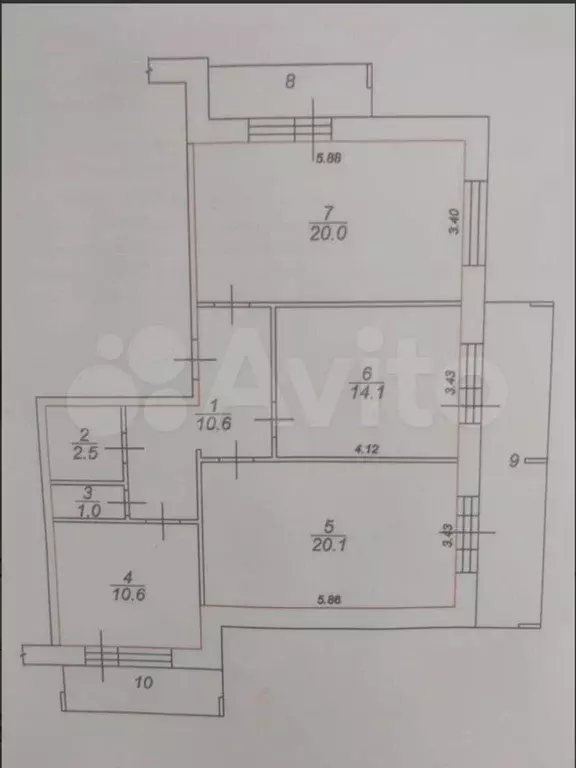 3-к. квартира, 78,9 м, 4/9 эт. - Фото 0