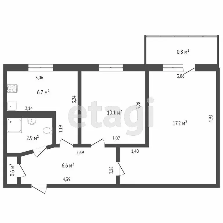1к в 2-комнатной квартире (10.2 м) - Фото 0
