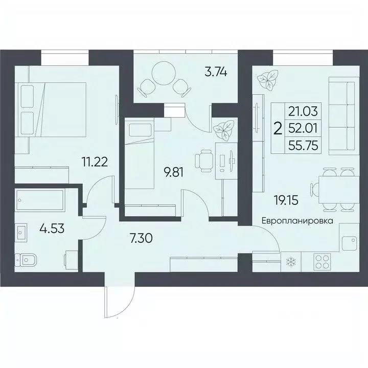 2-к кв. Саратовская область, Татищево рп  (55.75 м) - Фото 0