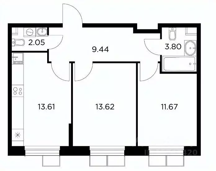 3-к кв. Московская область, Пушкино Писаревская ул., 3 (57.4 м) - Фото 2