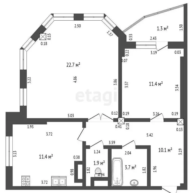 2-комнатная квартира: Чебоксары, улица Николая Гастелло, 4к1 (61.2 м) - Фото 1