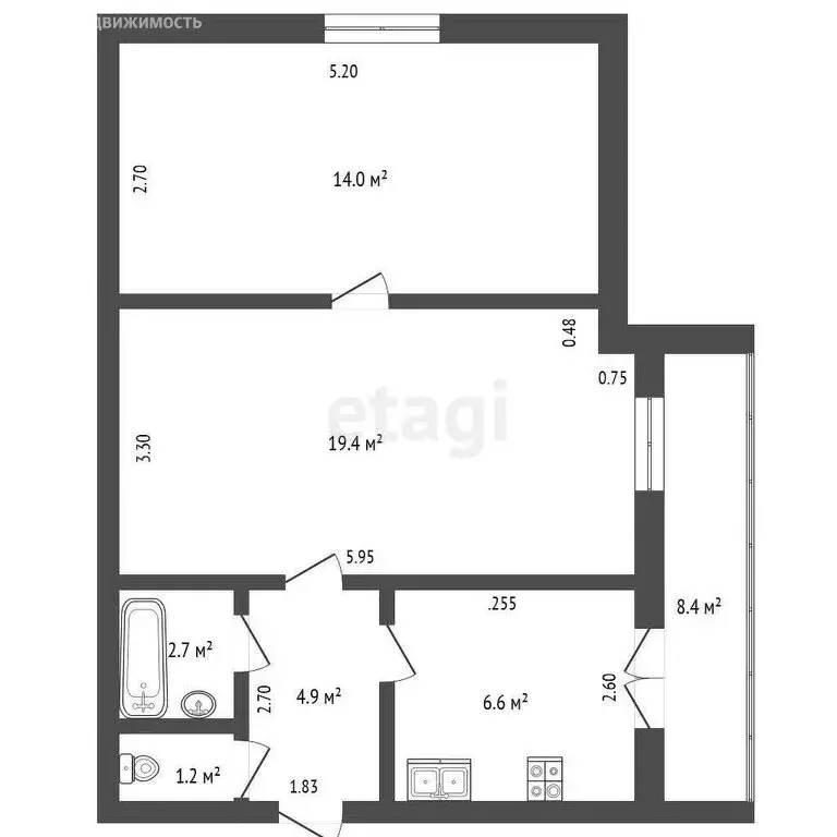 2-комнатная квартира: Ростов-на-Дону, микрорайон Северный, улица ... - Фото 0
