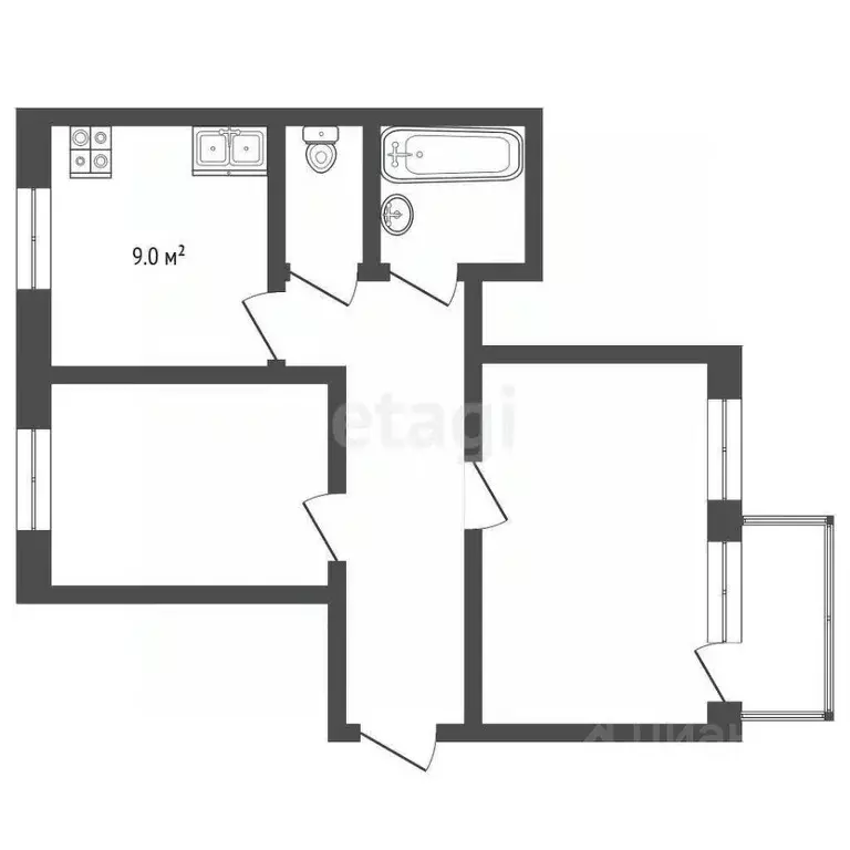 2-к кв. Забайкальский край, Чита 6-й мкр, 12 (59.9 м) - Фото 2