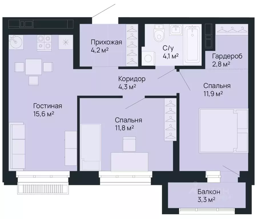 2-к кв. Нижегородская область, Нижний Новгород Резиденция жилой ... - Фото 0