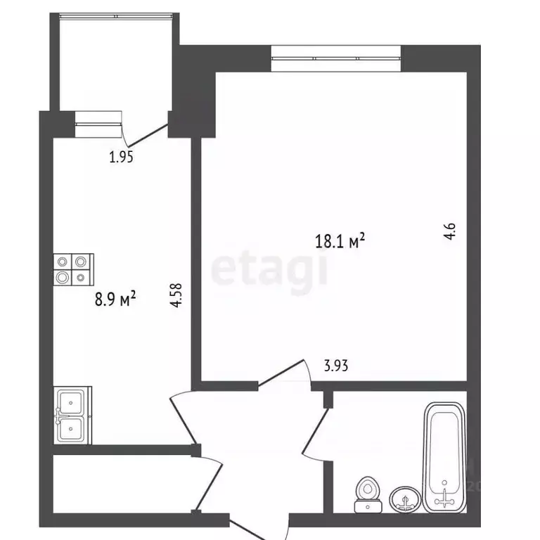 1-к кв. Ярославская область, Рыбинск Малиновская ул., 58 (36.1 м) - Фото 2