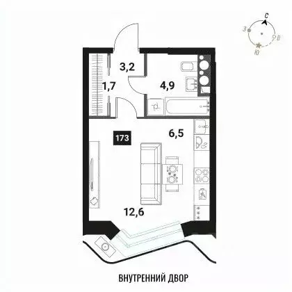 1-к кв. Москва Интеллигент жилой комплекс (28.9 м) - Фото 0