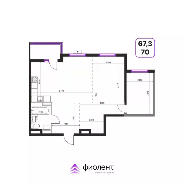 2-к кв. Приморский край, Владивосток ул. Расула Гамзатова, 1 (67.3 м) - Фото 2
