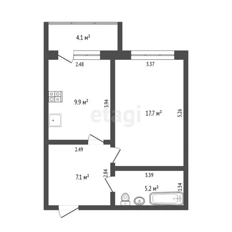 1-комнатная квартира: Тюмень, Широтная улица, 158 (40 м) - Фото 1