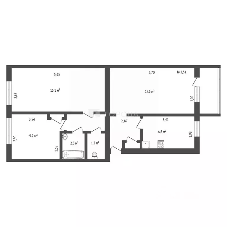 3-к кв. Алтайский край, Барнаул ул. Куета, 11 (59.5 м) - Фото 2