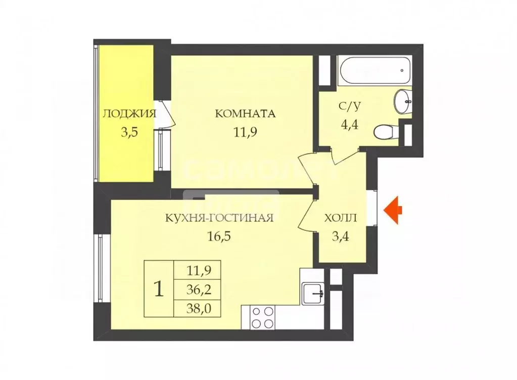 1-к кв. Краснодарский край, Новороссийск ул. Куникова, 47Г (38.0 м) - Фото 2
