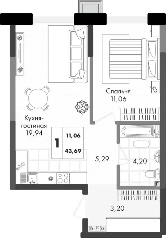 1-к кв. Краснодарский край, Краснодар Жилой комплекс Зеленая тер.,  ... - Фото 0