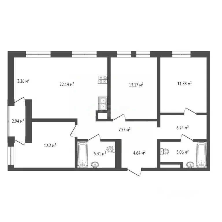 3-к кв. Ханты-Мансийский АО, Сургут Игоря Киртбая ул., 30 (94.4 м) - Фото 2