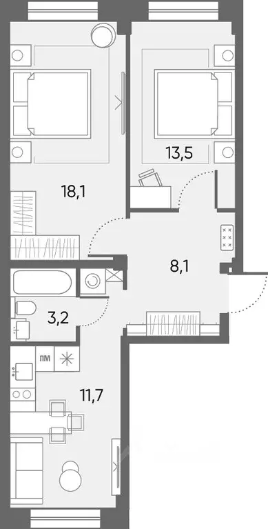 2-к кв. Архангельская область, Архангельск Никольский просп., 77 (56.9 ... - Фото 2