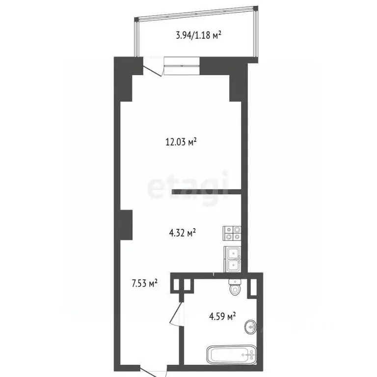 Студия Ростовская область, Ростов-на-Дону ул. Ларина, 45с7 (29.65 м) - Фото 1