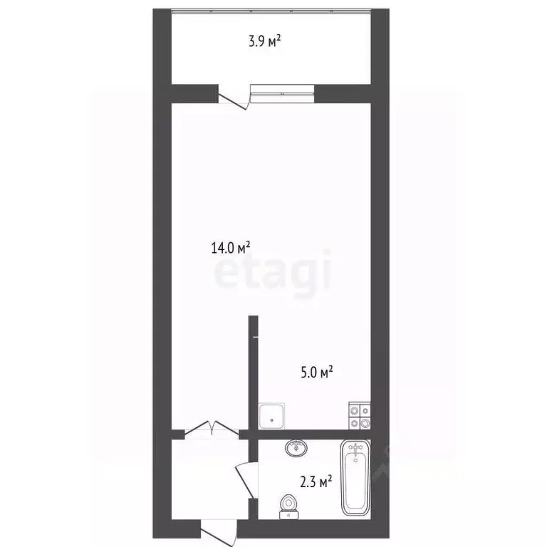 Студия Ханты-Мансийский АО, Сургут ул. Крылова, 26 (23.9 м) - Фото 1