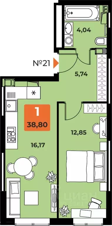 1-к кв. Самарская область, Самара просп. Карла Маркса, 231Б (38.0 м) - Фото 0