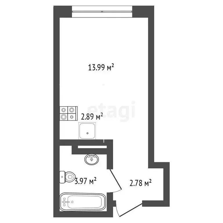 Квартира-студия: Тюмень, улица Анатолия Клиндюка, 2к1 (23 м) - Фото 1