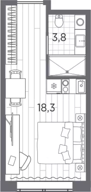 Студия Санкт-Петербург просп. Стачек, 62Е (22.1 м) - Фото 0