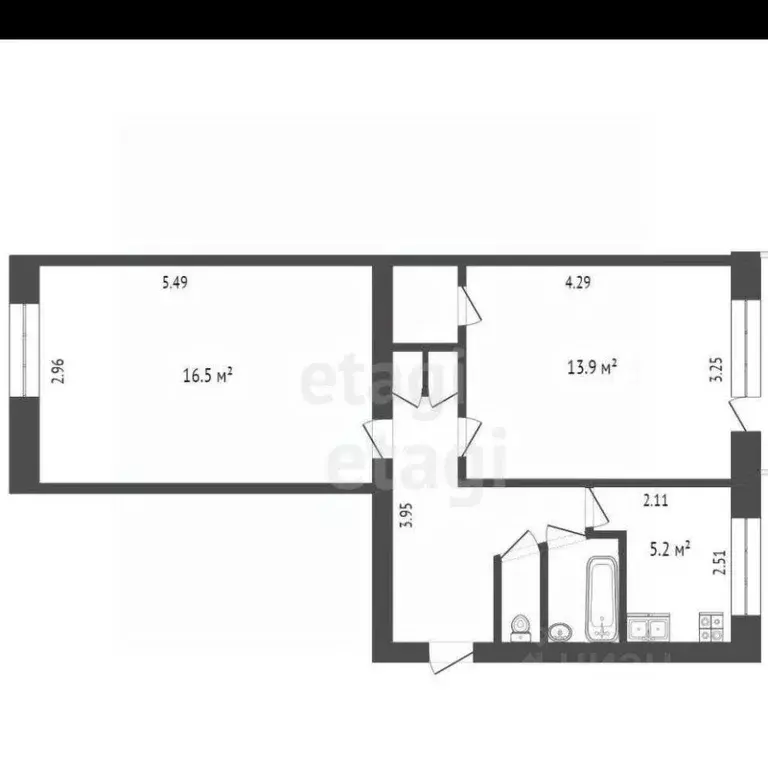 2-к кв. Тюменская область, Тюмень ул. Беляева, 15 (44.2 м) - Фото 2