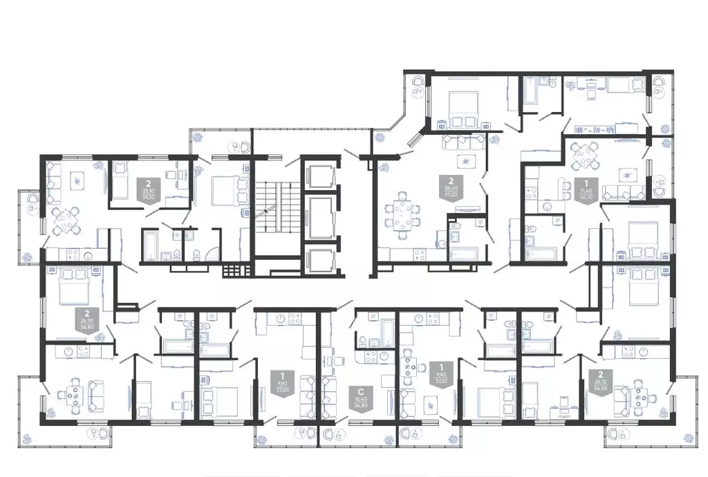 Студия Краснодарский край, Новороссийск Облака жилой комплекс (24.2 м) - Фото 1