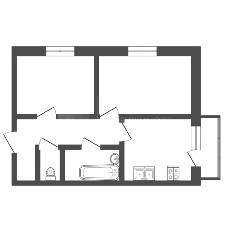 2-к кв. Тюменская область, Тюмень ул. Ватутина, 79к1 (58.6 м) - Фото 1