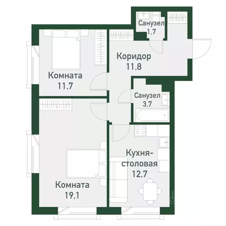 2-к кв. Челябинская область, Челябинский городской округ, пос. ... - Фото 0