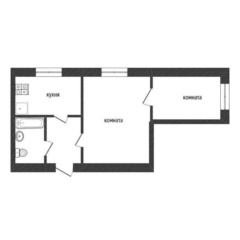 2-комнатная квартира: Новая Ладога, улица Ворошилова, 27 (34.4 м) - Фото 0