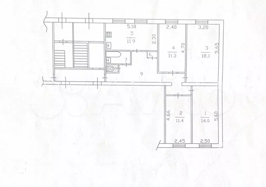 4-к. квартира, 87 м, 1/5 эт. - Фото 1