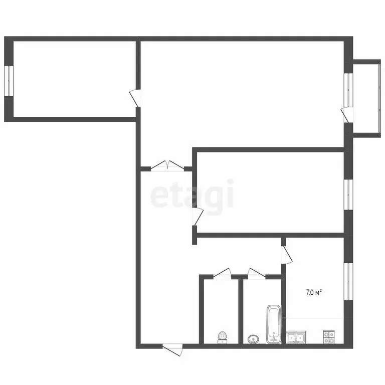 3-комнатная квартира: посёлок Юшала, Комсомольская улица, 49Б (65.4 м) - Фото 1
