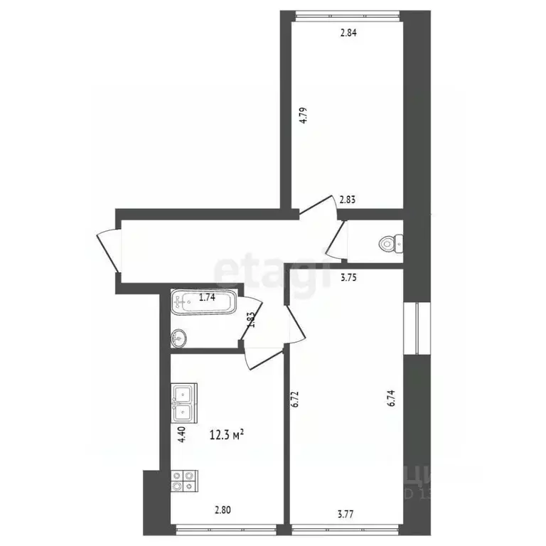 2-к кв. Вологодская область, Грязовец ул. Газовиков, 30 (61.6 м) - Фото 2