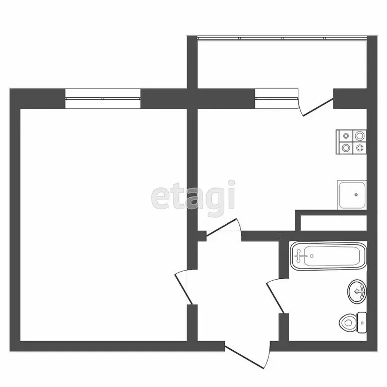 1-комнатная квартира: Тверь, бульвар Гусева, 56 (34.9 м) - Фото 0