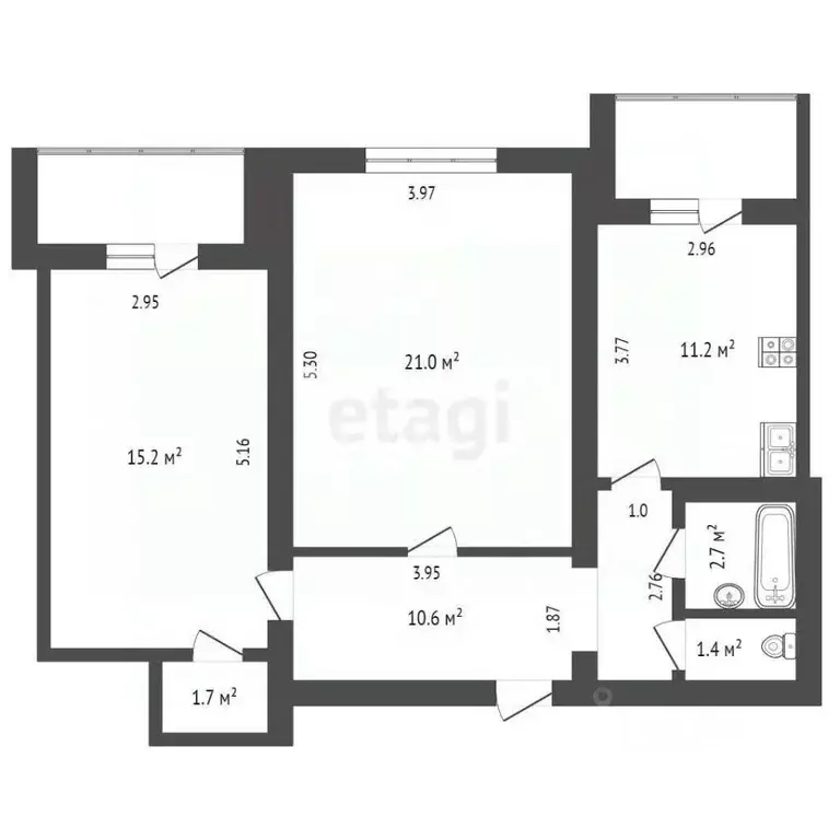 2-к кв. Хабаровский край, Хабаровск ул. Дзержинского, 4 (63.8 м) - Фото 1