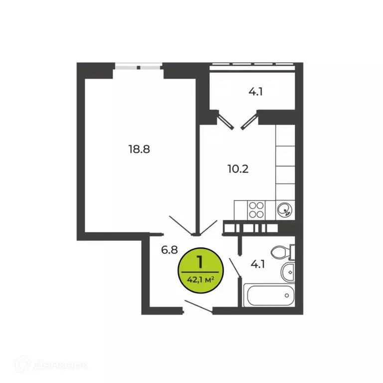 Продаётся 1-к квартира, 42.19 м - Фото 1