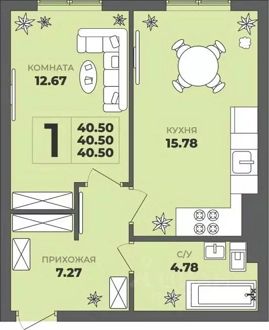 1-к кв. Калининградская область, Калининград ул. Генерала Толстикова, ... - Фото 1