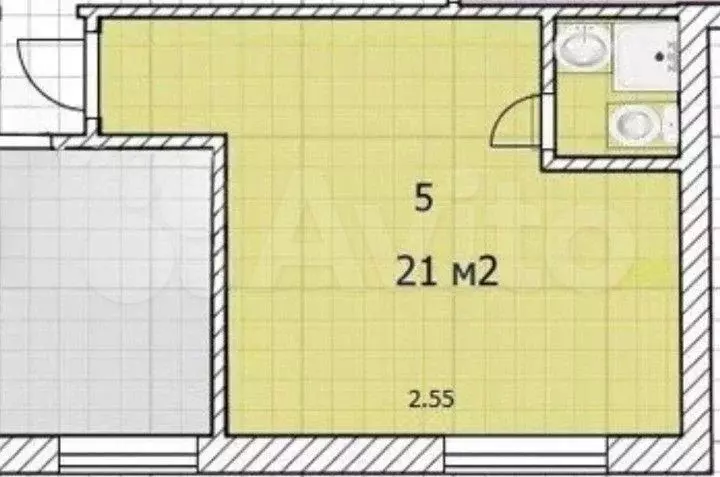 Апартаменты-студия, 21 м, 1/5 эт. - Фото 0