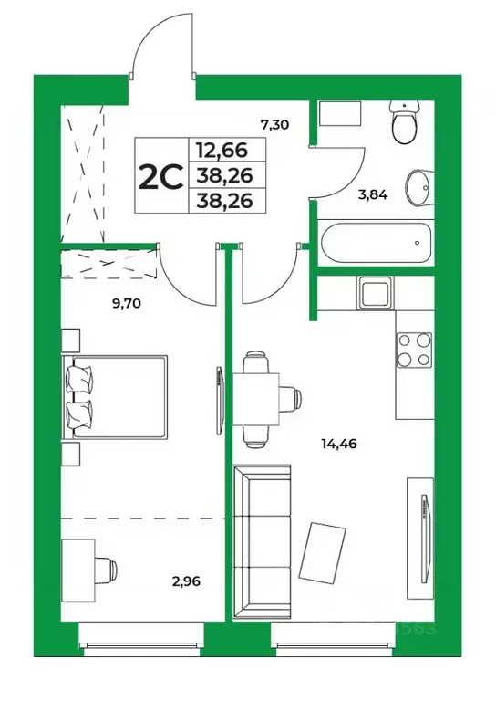 1-к кв. Башкортостан, Уфимский район, Зубовский сельсовет, с. Зубово ... - Фото 1