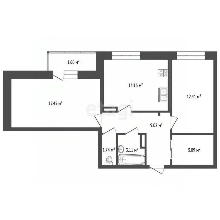 2-к кв. Ярославская область, Ярославль ул. Лескова, 44 (63.93 м) - Фото 2