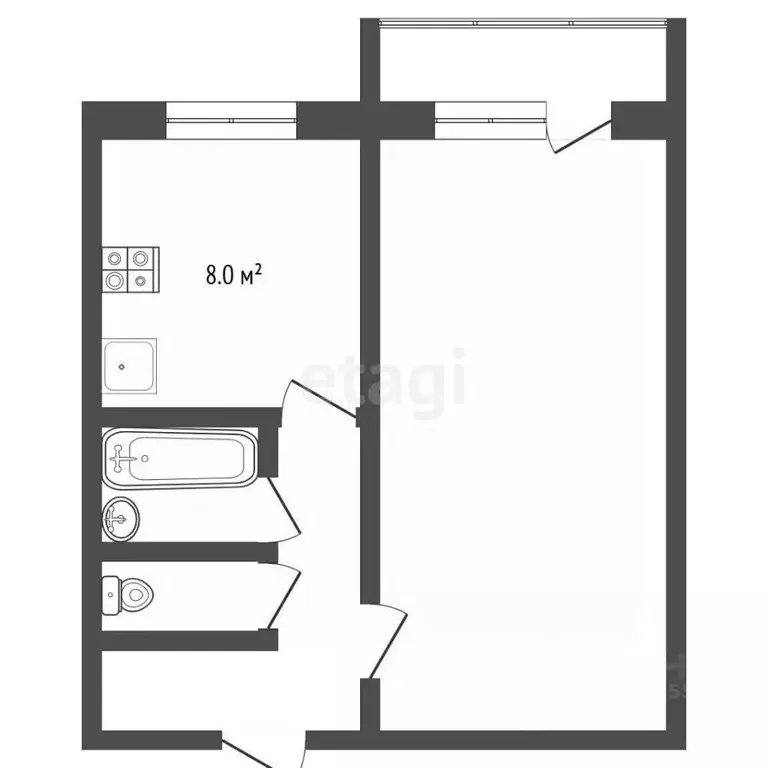 1-к кв. Алтайский край, Барнаул ул. Малахова, 67 (30.0 м) - Фото 2