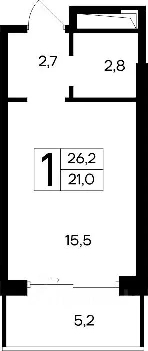 1-к кв. Крым, Евпатория Курортный кв-л,  (26.2 м) - Фото 1