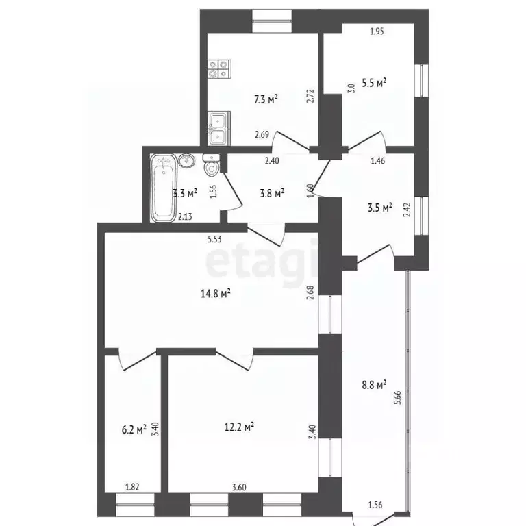3-к кв. Самарская область, Самара Ульяновская ул., 22 (65.0 м) - Фото 2