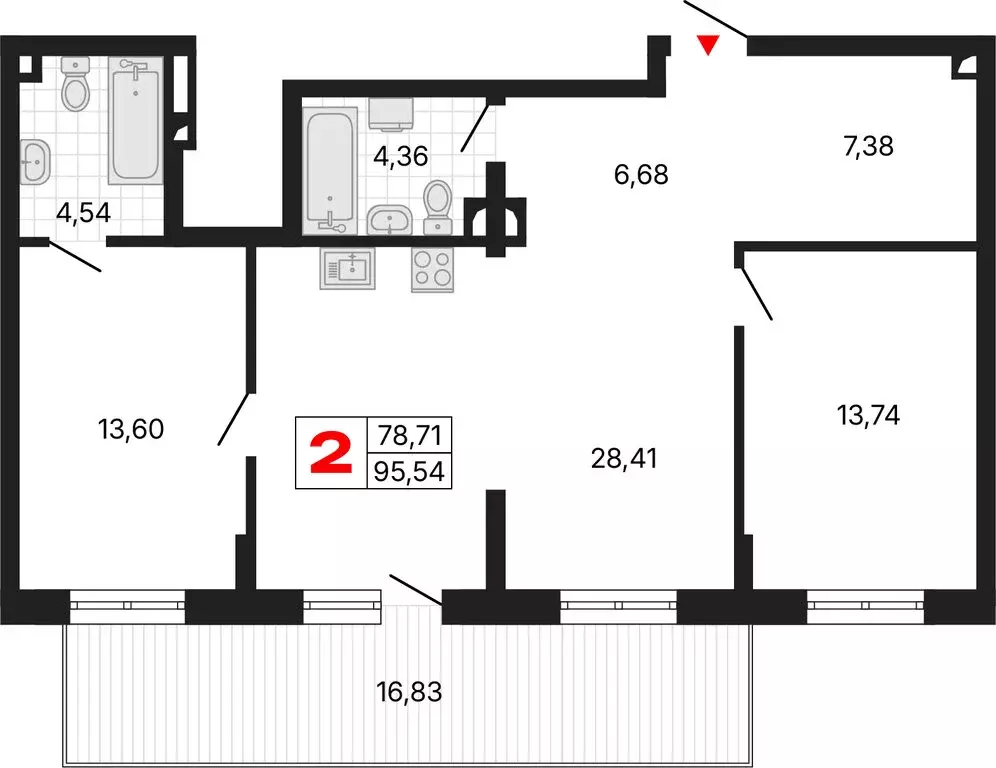 2-комнатная квартира: Екатеринбург, жилой район Втузгородок (95.81 м) - Фото 2
