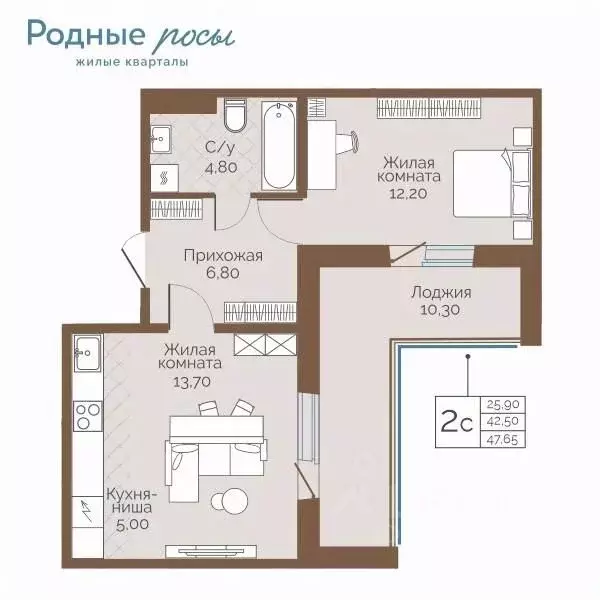 2-к кв. Пермский край, Пермский муниципальный округ, с. Фролы ул. ... - Фото 1