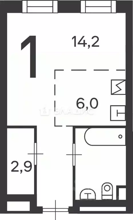 Студия Москва Клинская ул., 2Ак7 (33.0 м) - Фото 2
