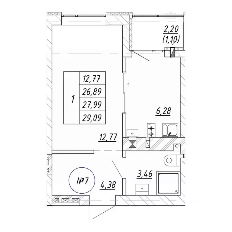 1-к кв. Калининградская область, Зеленоградск  (29.09 м) - Фото 1